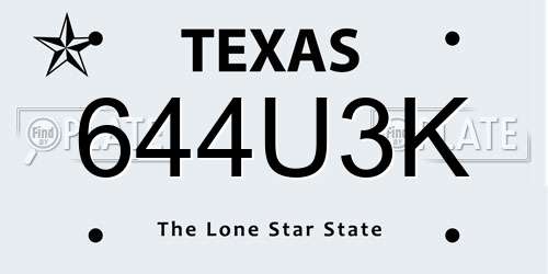 644U3K Texas License Plate