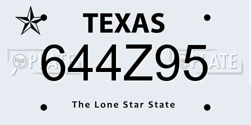 644Z95 Texas License Plate