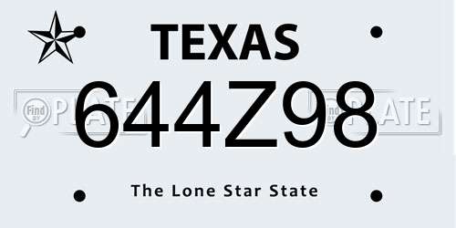 644Z98 Texas License Plate