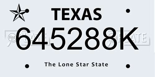 645288K Texas License Plate