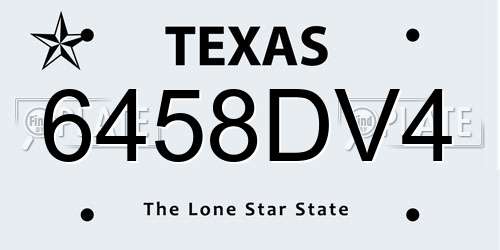 6458DV4 Texas License Plate