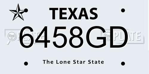 6458GD Texas License Plate