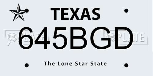 645BGD Texas License Plate