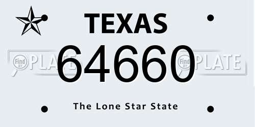 64660 Texas License Plate