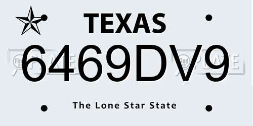 6469DV9 Texas License Plate
