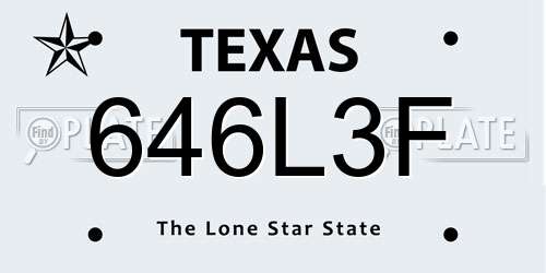 646L3F Texas License Plate
