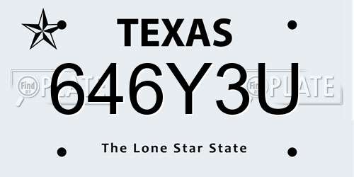 646Y3U Texas License Plate
