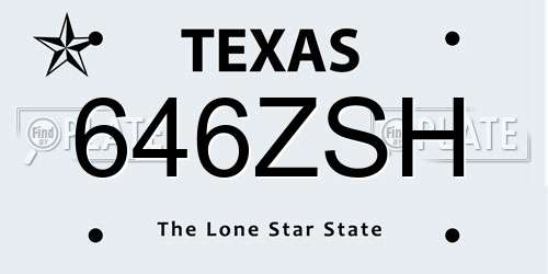 646ZSH Texas License Plate
