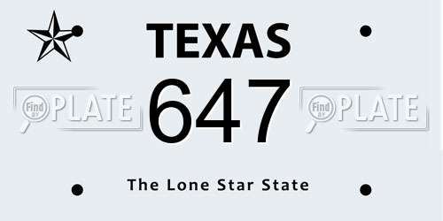 647 Texas License Plate