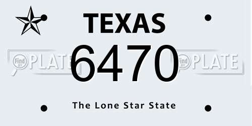 6470 Texas License Plate