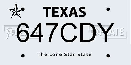 647CDY Texas License Plate