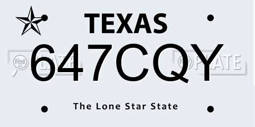 647CQY Texas License Plate