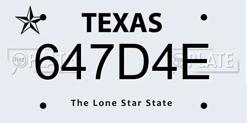 647D4E Texas License Plate