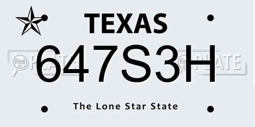 647S3H Texas License Plate