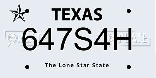 647S4H Texas License Plate