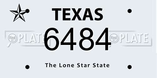 6484 Texas License Plate