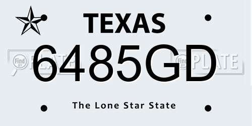 6485GD Texas License Plate