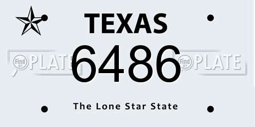 6486 Texas License Plate