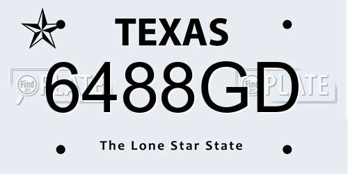 6488GD Texas License Plate