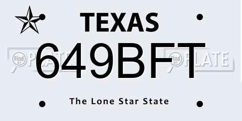 649BFT Texas License Plate