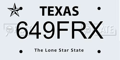 649FRX Texas License Plate