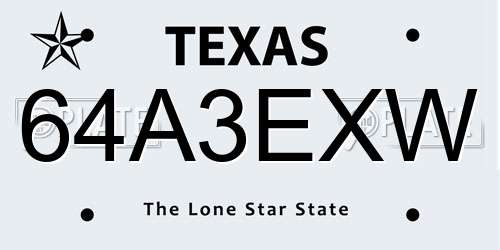 64A3EXW Texas License Plate
