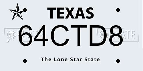 64CTD8 Texas License Plate