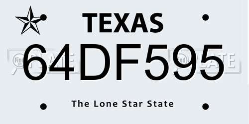 64DF595 Texas License Plate