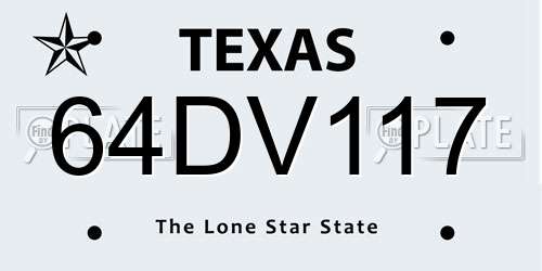 64DV117 Texas License Plate