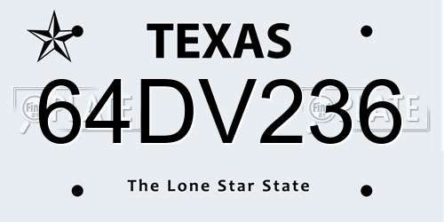 64DV236 Texas License Plate