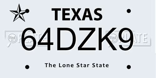 64DZK9 Texas License Plate