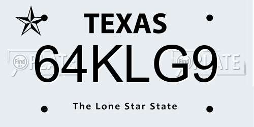 64KLG9 Texas License Plate