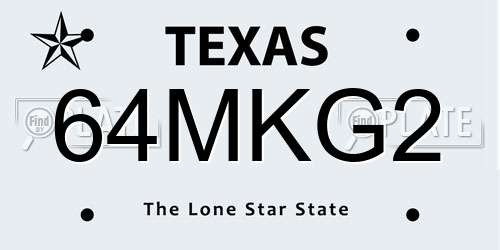 64MKG2 Texas License Plate