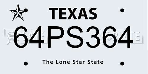 64PS364 Texas License Plate