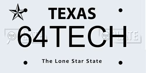 64TECH Texas License Plate