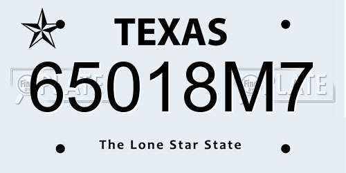 65018M7 Texas License Plate