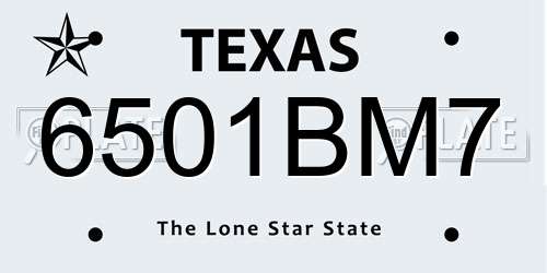 6501BM7 Texas License Plate