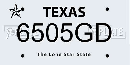 6505GD Texas License Plate