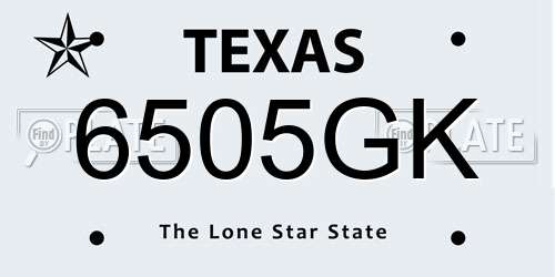 6505GK Texas License Plate