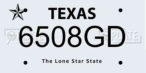 6508GD Texas License Plate