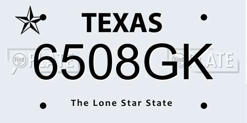 6508GK Texas License Plate
