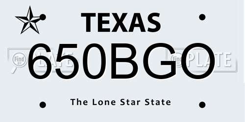 650BGO Texas License Plate