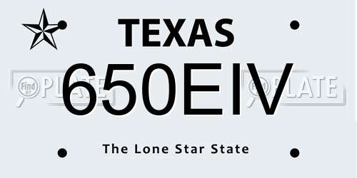 650EIV Texas License Plate