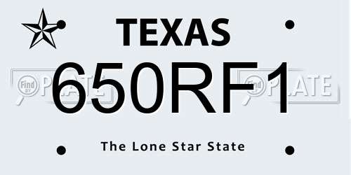 650RF1 Texas License Plate