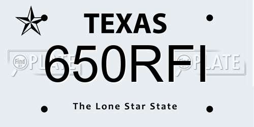 650RFI Texas License Plate