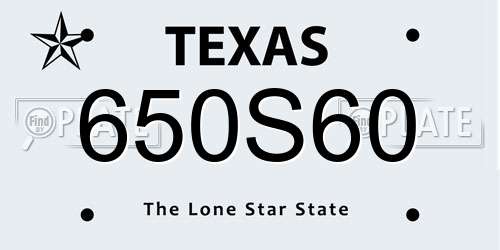 650S60 Texas License Plate