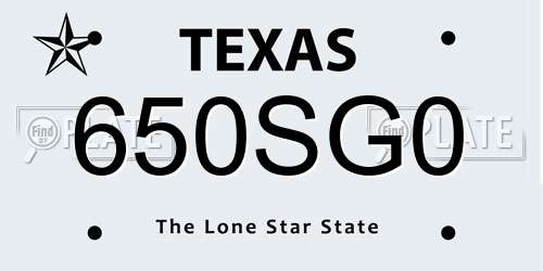 650SG0 Texas License Plate