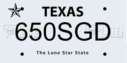 650SGD Texas License Plate