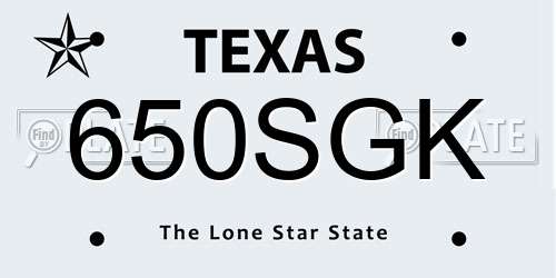 650SGK Texas License Plate