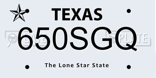 650SGQ Texas License Plate